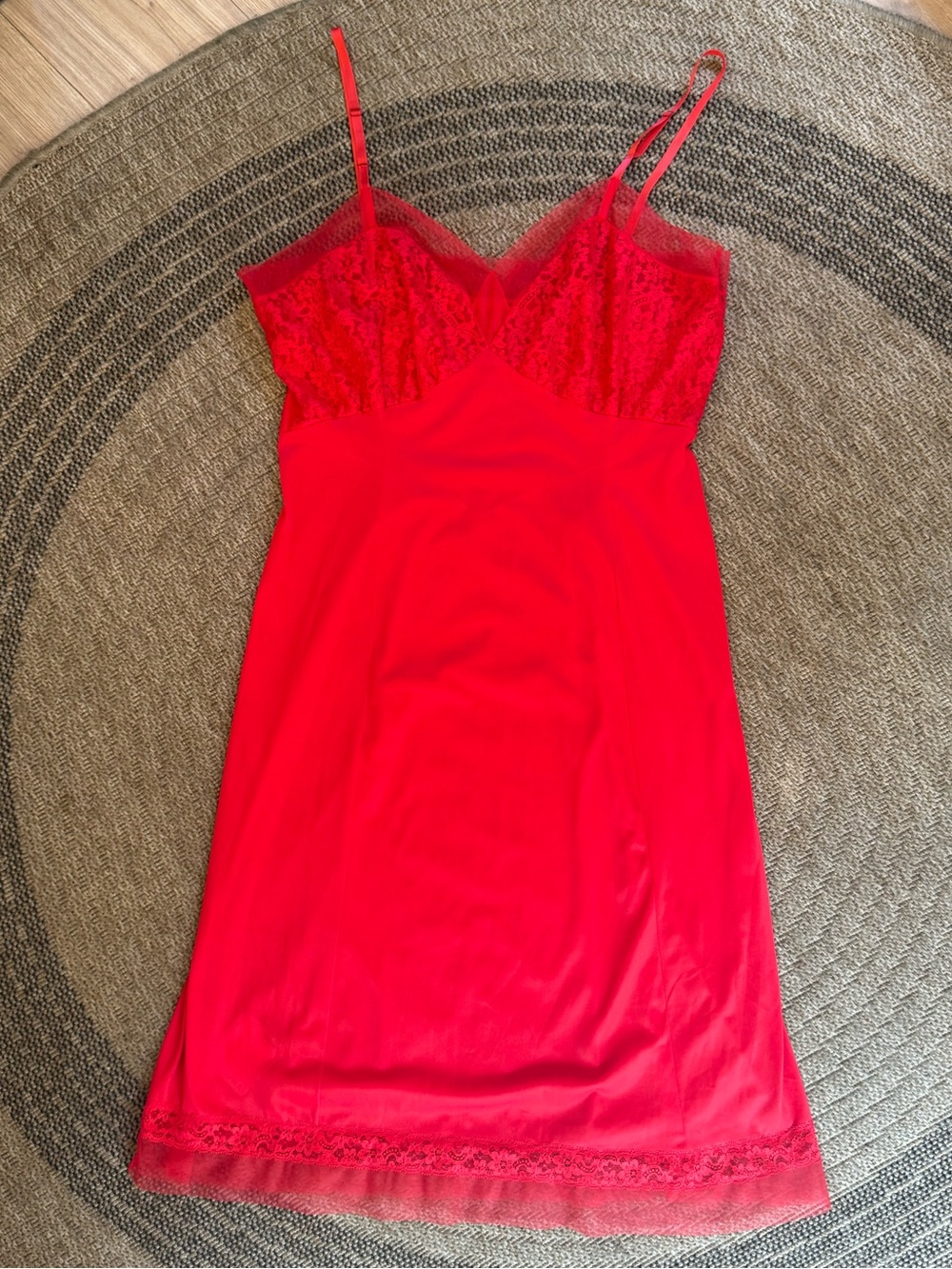 Vtg Van Raalte Red Opaquelon Nylon Full Slip 7908A Lace Size 40 PinUp 1950s - Picture 5 of 16